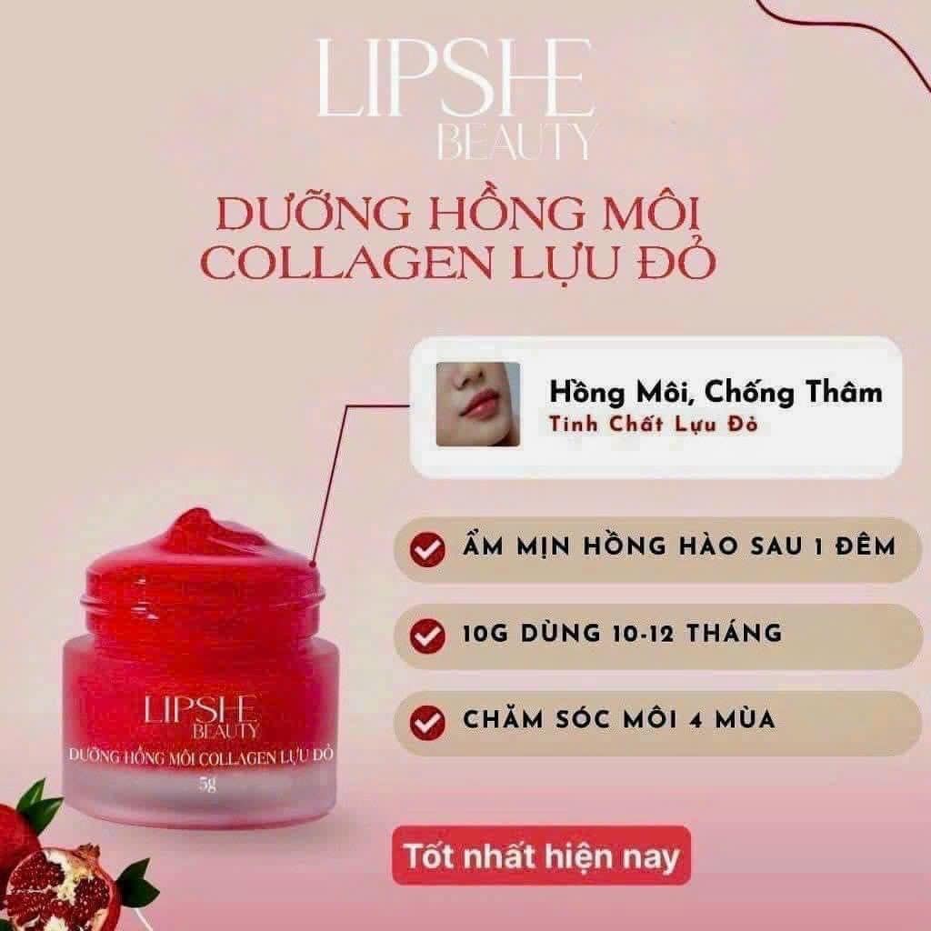 Dưỡng Hồng Môi Collagen Lựu Đỏ LIPSHE Beauty