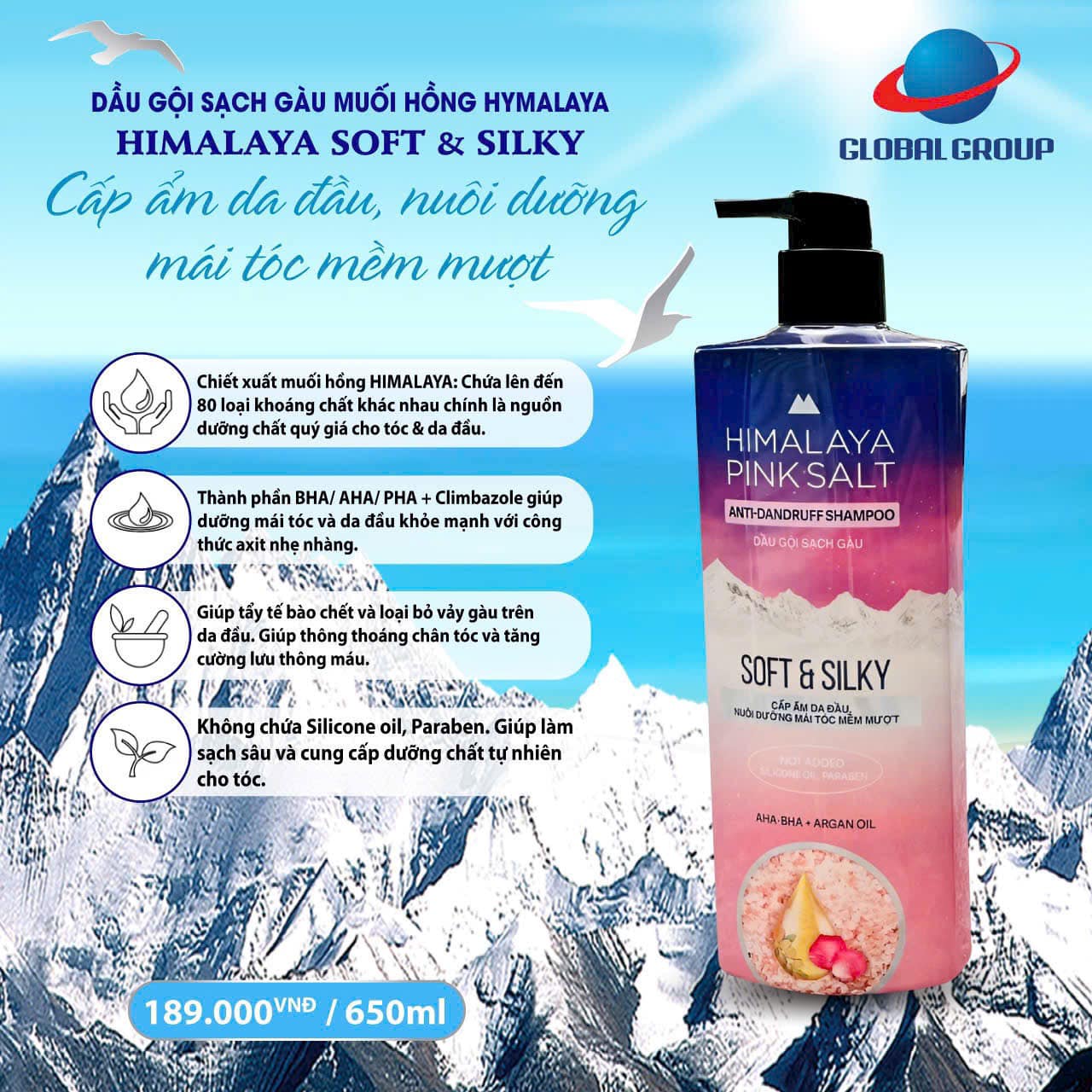 Dầu Gội Sạch Gàu Muối Hồng Himalaya Soft Silky Hàn Quốc Dầu Gội Sạch Gàu Muối Hồng Himalaya Soft Silky Hàn Quốc