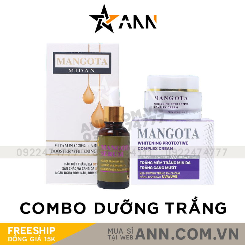 Combo dưỡnɡ Trắng Serum Mangota và Kem Face Mangota Tím