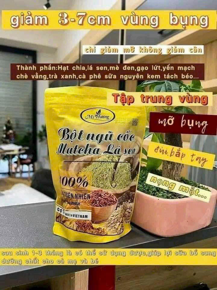 Bột Ngũ Cốc Matcha Lá Sen Giảm Mỡ Bụng Mị Hương Bột Ngũ Cốc Matcha Lá Sen Giảm Mỡ Bụng Mị Hương