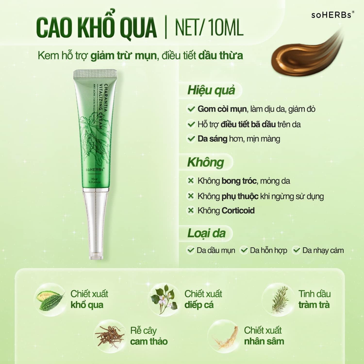 Cao Khổ Qua Giảm Mụn Soherbs Charantia Vitalizing Cream Cao Khổ Qua Giảm Mụn Soherbs Charantia Vitalizing Cream