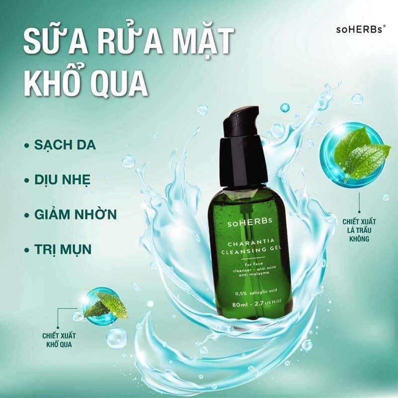 Sữa Rửa Mặt Khổ Qua Soherbs Charantia Cleansing Gel sạc sâu nuôi dưỡng da khoẻ mạnh Sữa Rửa Mặt Khổ Qua Soherbs Charantia Cleansing Gel sạc sâu nuôi dưỡng da khoẻ mạnh