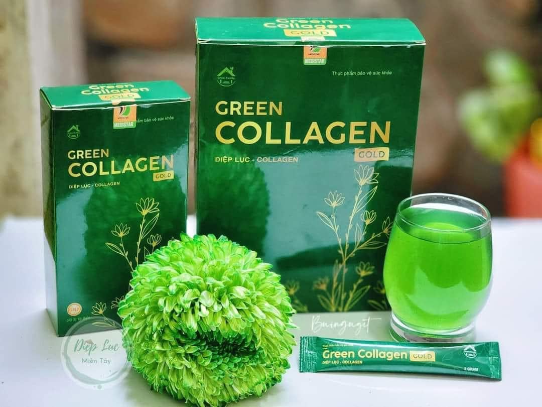 Diệp Lục Collagen Gold Hộp Lớn 30 Gói Green Family Diệp Lục Collagen Gold Hộp Lớn 30 Gói Green Family