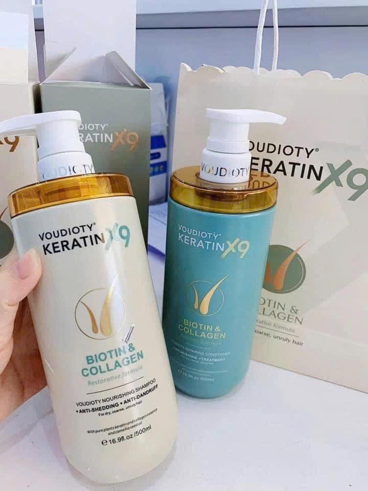 Combo Dầu Gội Xả Biotin Collagen Voudioty Keratin x9 Combo Dầu Gội Xả Biotin Collagen Voudioty Keratin x9