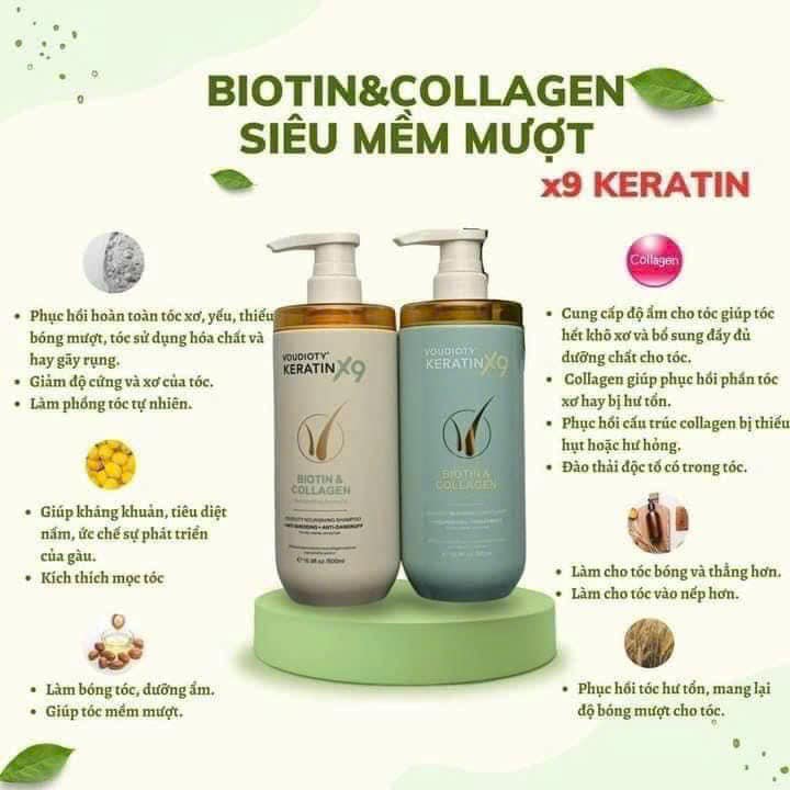 Combo Dầu Gội Xả Biotin Collagen Voudioty Keratin x9 Combo Dầu Gội Xả Biotin Collagen Voudioty Keratin x9