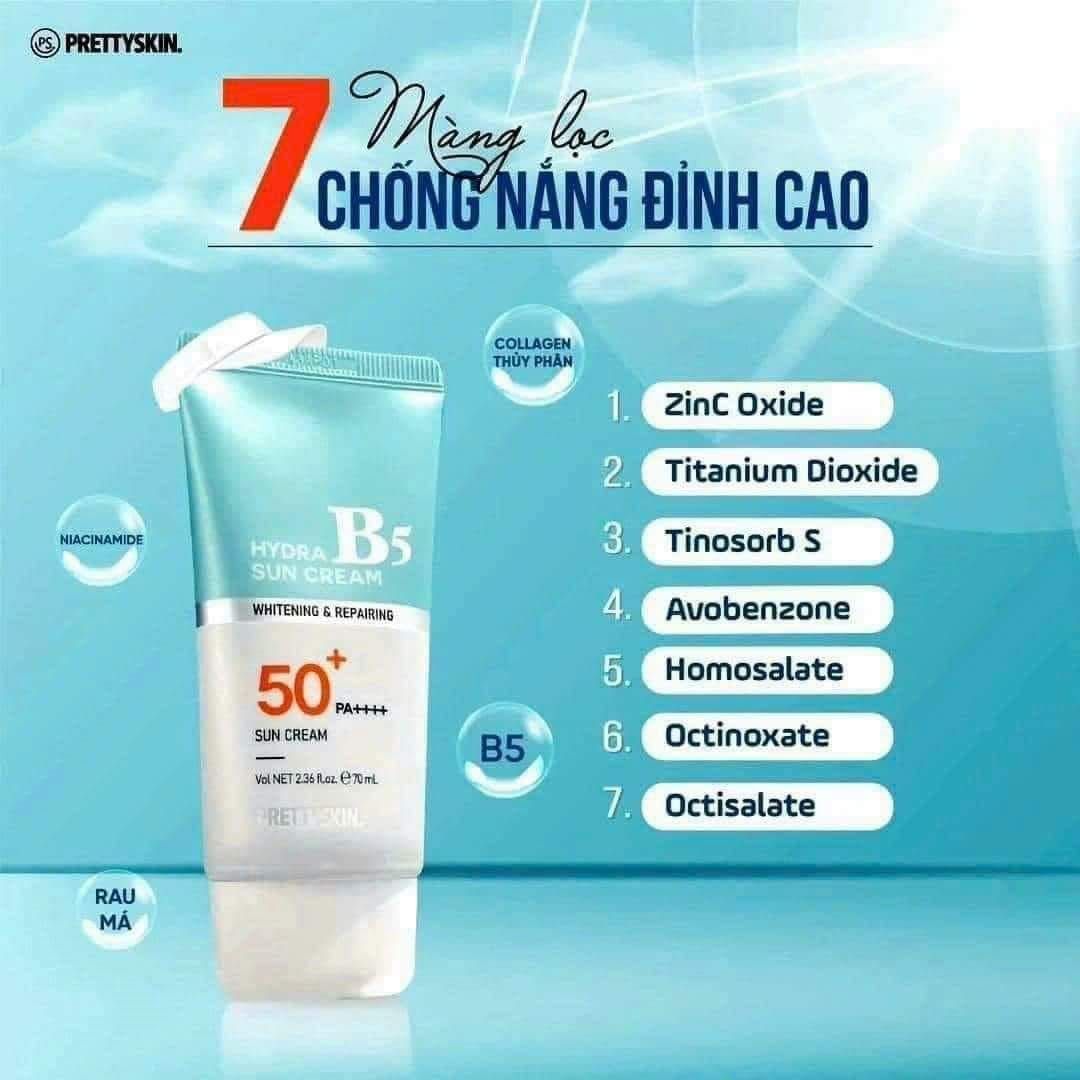 Kem Chống Nắng B5 PrettySkin dành riêng cho da nhạy cảm không gây dị ứng không chứa hương liệu Kem Chống Nắng B5 PrettySkin dành riêng cho da nhạy cảm không gây dị ứng không chứa hương liệu