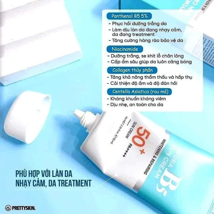 Kem Chống Nắng B5 PrettySkin dành riêng cho da nhạy cảm không gây dị ứng không chứa hương liệu Kem Chống Nắng B5 PrettySkin dành riêng cho da nhạy cảm không gây dị ứng không chứa hương liệu