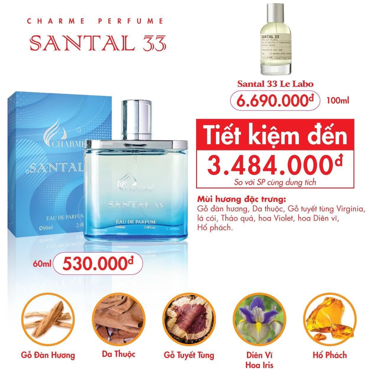 Nước Hoa Nam Charme Santal 33 60ml Nước Hoa Nam Charme Santal 33 60ml