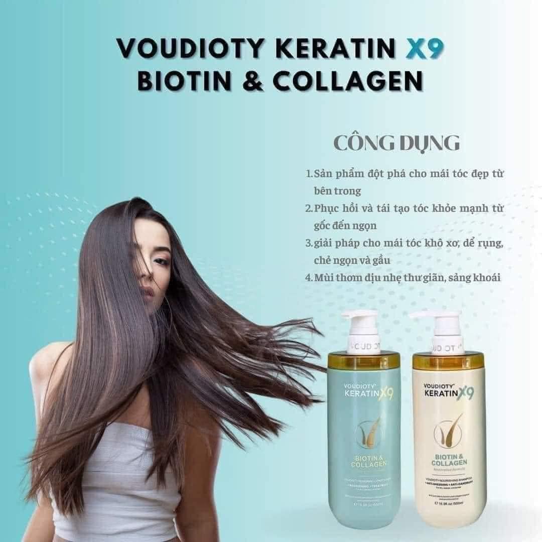Bộ dầu gội xả VOUDIOTY KERATIN X9 BIOTIN & COLLAGEN 500ml
