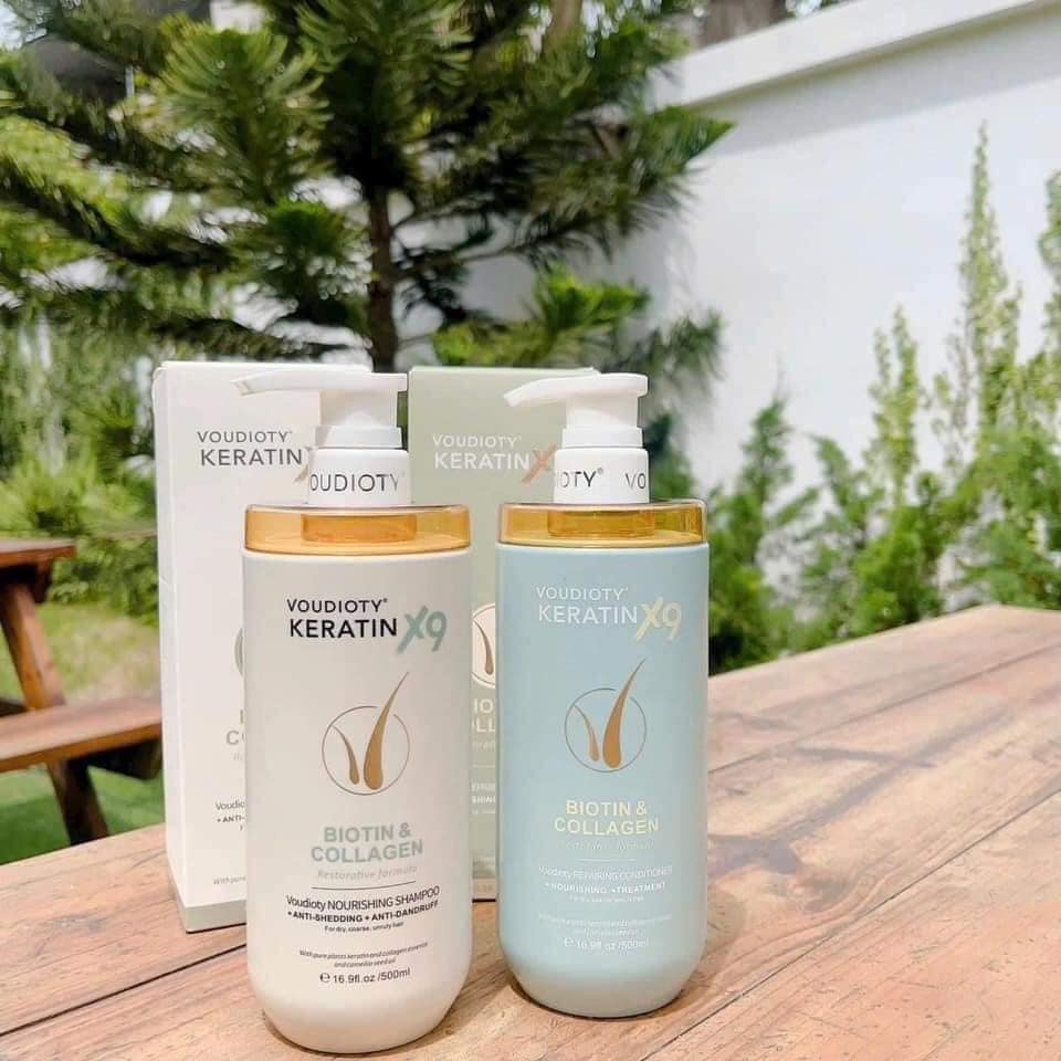 Bộ dầu gội xả VOUDIOTY KERATIN X9 BIOTIN & COLLAGEN 500ml Bộ dầu gội xả VOUDIOTY KERATIN X9 BIOTIN & COLLAGEN 500ml