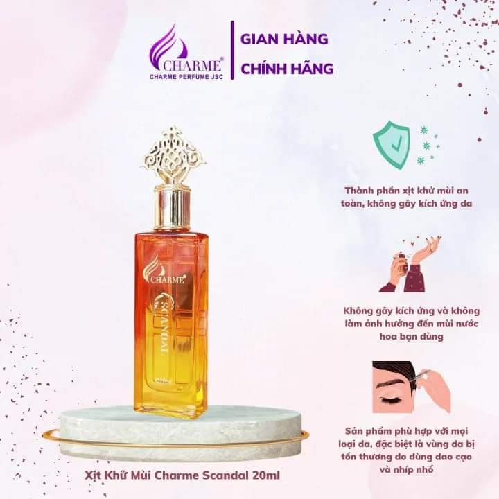 Xịt khử mùi hương nước hoa nữ Charme Scandal 20m Xịt khử mùi hương nước hoa nữ Charme Scandal 20m