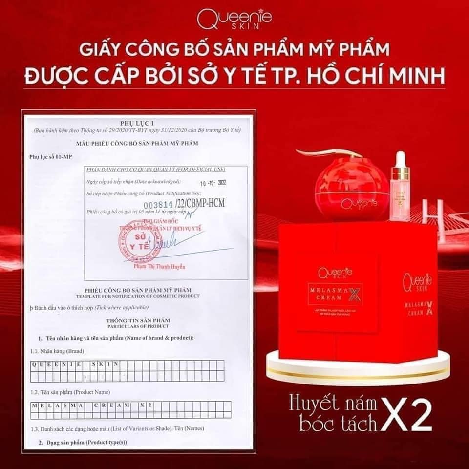 Kem Face Giảm Nám Queenie Skin Huyết Nám Bóc Tách X2 Melasma Cream Kem Face Giảm Nám Queenie Skin Huyết Nám Bóc Tách X2 Melasma Cream