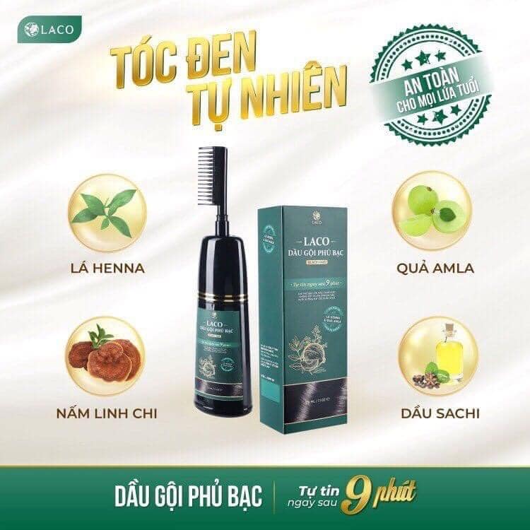 Dầu Gội Phủ Bạc Laco Làm tóc đen tự nhiên bóng đẹp và khỏe tóc Dầu Gội Phủ Bạc Laco Làm tóc đen tự nhiên bóng đẹp và khỏe tóc