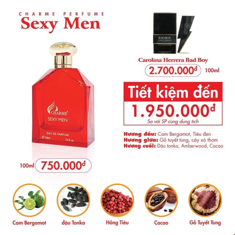 Nước Hoa Nam Charme Sexy Men 100ml Nước Hoa Nam Charme Sexy Men 100ml