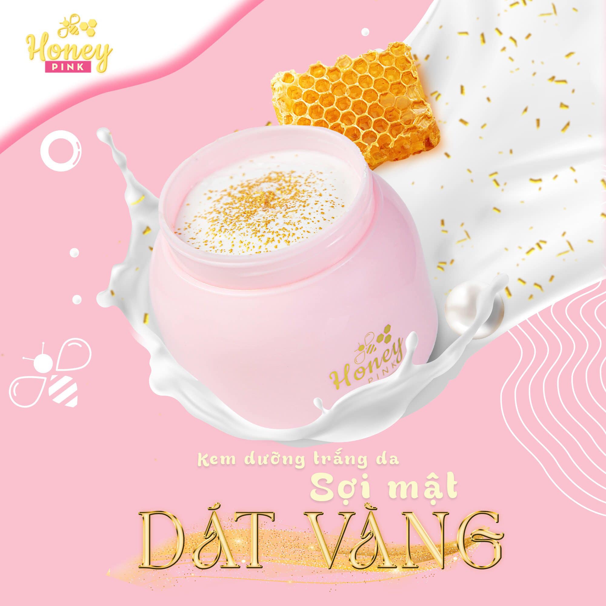 Kem Body Honey Pink Sợi Mật Ong Dát Vàng 24K trẻ hoá làn da Kem Body Honey Pink Sợi Mật Ong Dát Vàng 24K trẻ hoá làn da