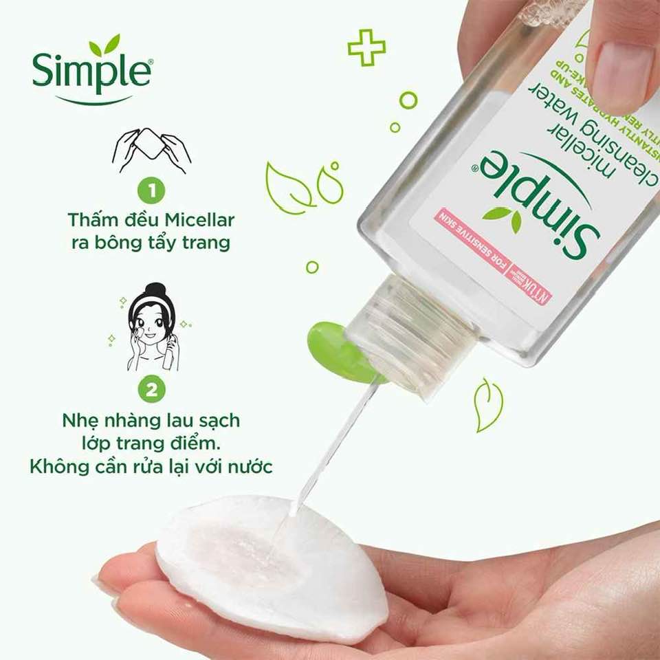 Nước Tẩy Trang Simple Kind To Skin Micellar Cleansing Water là sản phẩm tẩy trang dành cho da mặt Nước Tẩy Trang Simple Kind To Skin Micellar Cleansing Water là sản phẩm tẩy trang dành cho da mặt