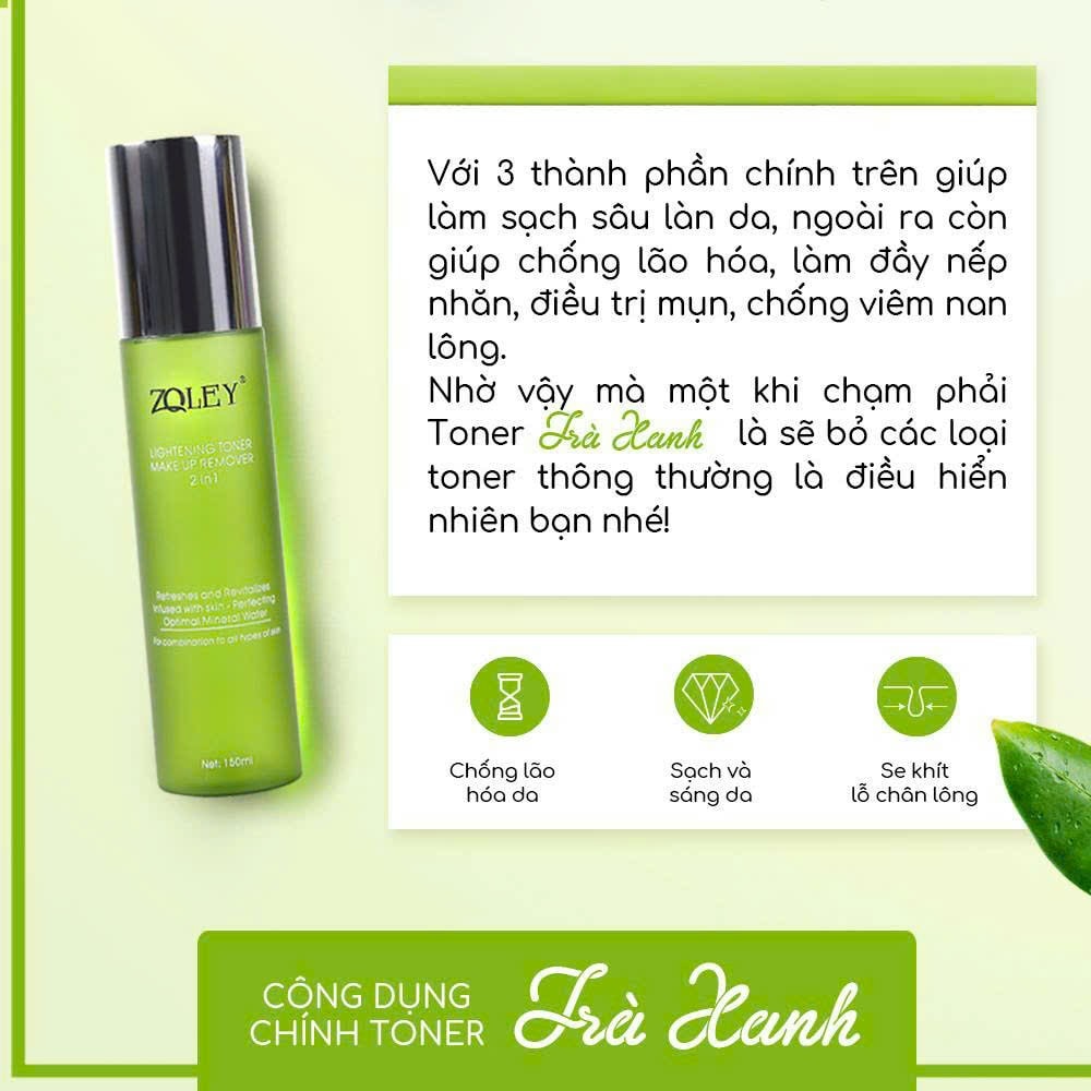 Nước Tẩy Trang Cấp Ẩm Trà Xanh 2IN1 Zoley Toner Xịn Xò Nhất Của Năm Nước Tẩy Trang Cấp Ẩm Trà Xanh 2IN1 Zoley Toner Xịn Xò Nhất Của Năm