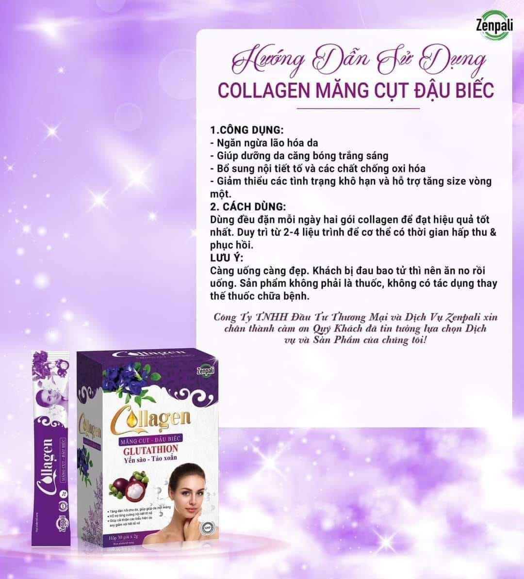 Collagen Măng Cụt Đậu Biếc Zenpali Cốm Uống Đẹp Da 30 gói Collagen Măng Cụt Đậu Biếc Zenpali Cốm Uống Đẹp Da 30 gói