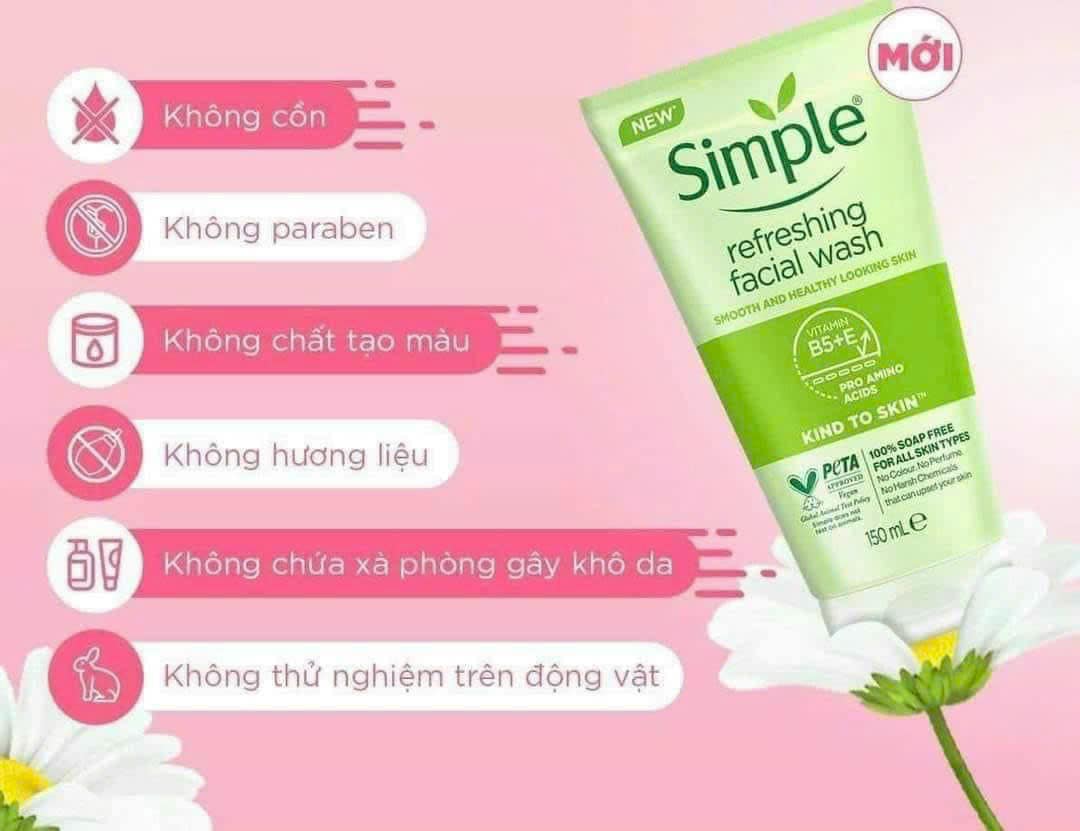 Sữa Rửa Mặt Simple Kind To Skin Refreshing Facial Wash Ge 150ml Sữa Rửa Mặt Simple Kind To Skin Refreshing Facial Wash Ge 150ml