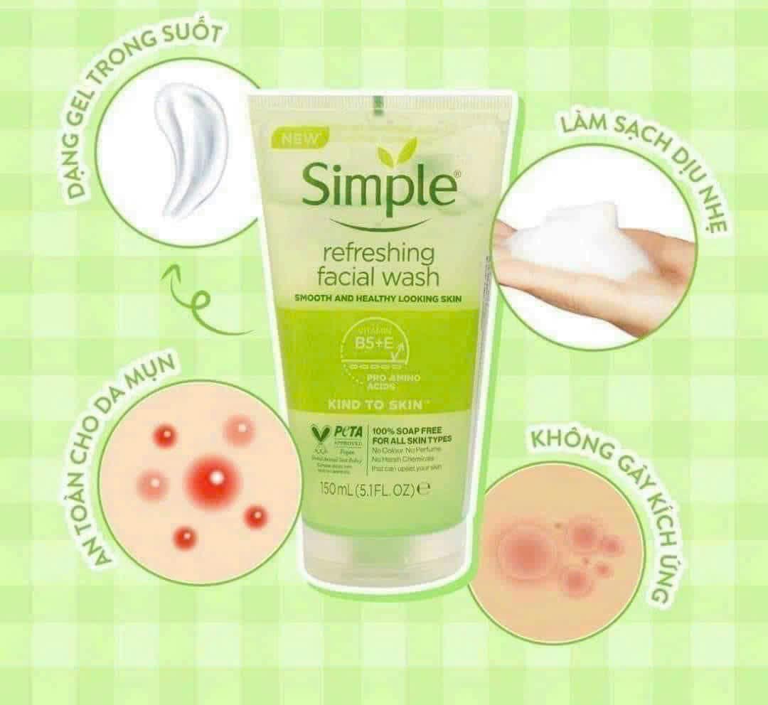 Sữa Rửa Mặt Simple Kind To Skin Refreshing Facial Wash Ge 150ml Sữa Rửa Mặt Simple Kind To Skin Refreshing Facial Wash Ge 150ml