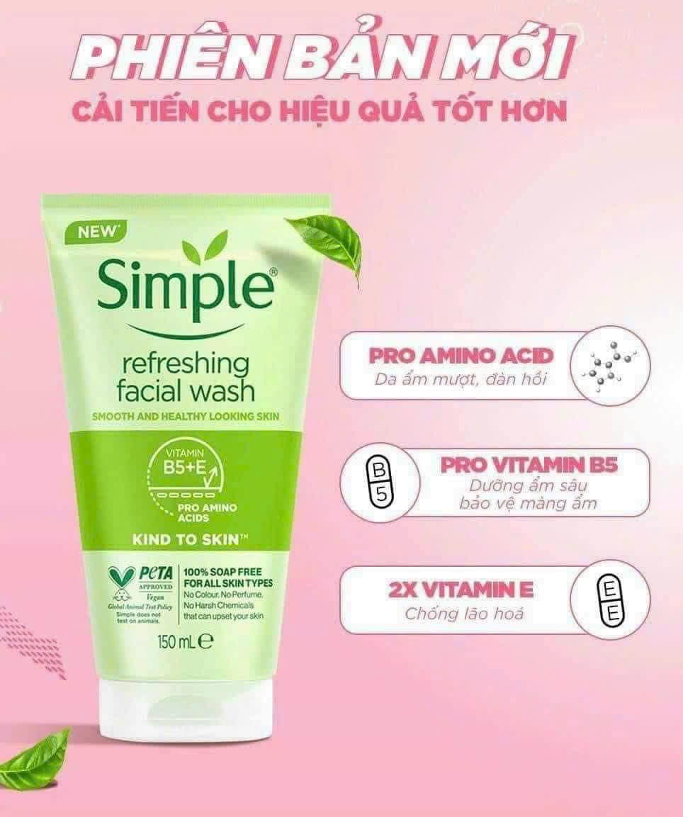 Sữa Rửa Mặt Simple Kind To Skin Refreshing Facial Wash Ge 150ml Sữa Rửa Mặt Simple Kind To Skin Refreshing Facial Wash Ge 150ml