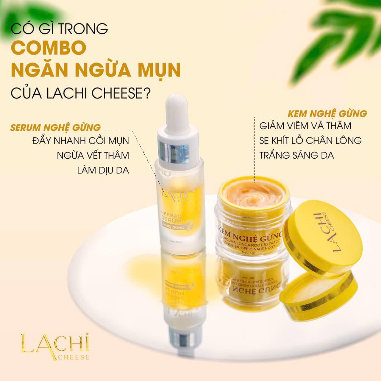 Serum Tinh Chất Nghệ Gừng Lachi Cheese Tặng Kem Face Serum Tinh Chất Nghệ Gừng Lachi Cheese Tặng Kem Face