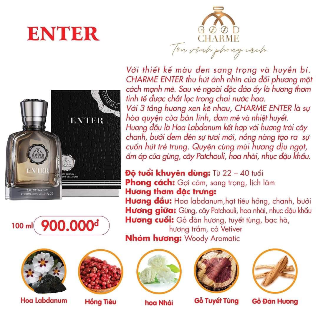 Nước Hoa Nam Good Charme Enter 100ml đậm chất quý ông Nước Hoa Nam Good Charme Enter 100ml đậm chất quý ông