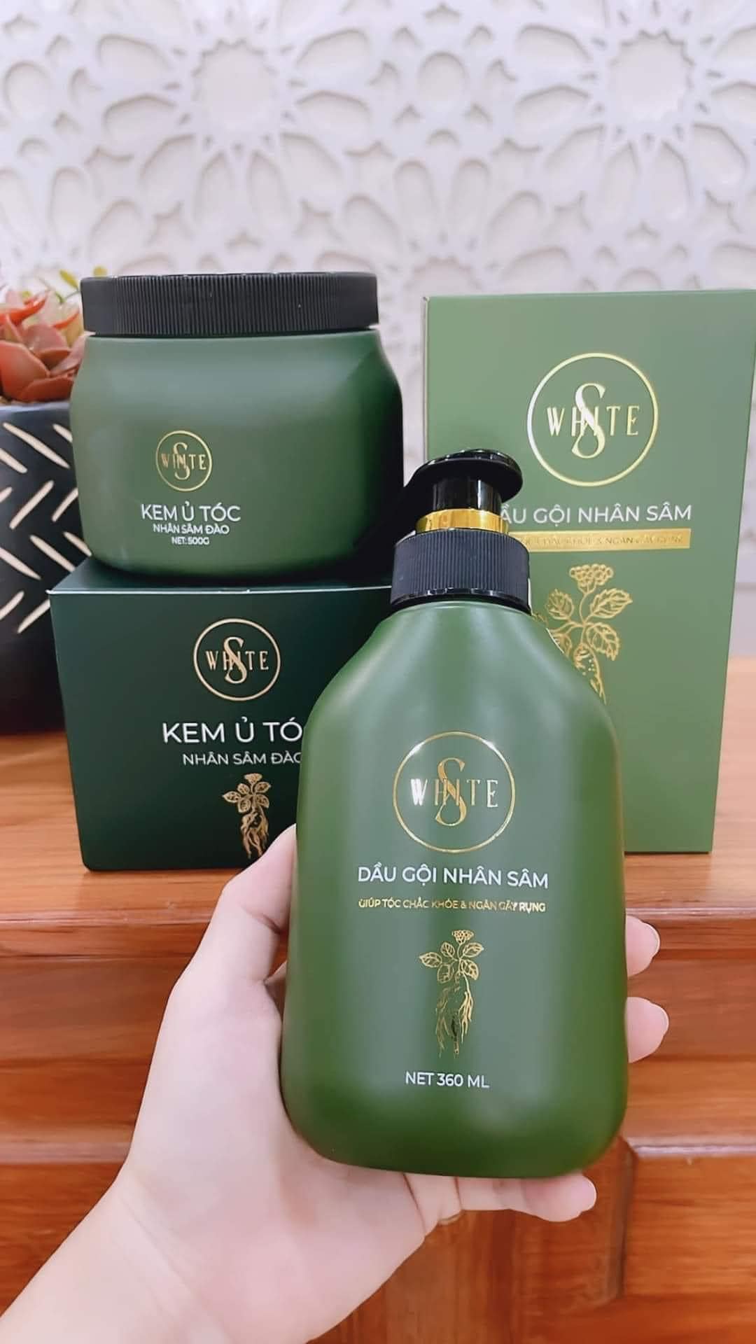 Combo Ủ + Gội Nhân Sâm Đào SWhite Combo Ủ + Gội Nhân Sâm Đào SWhite