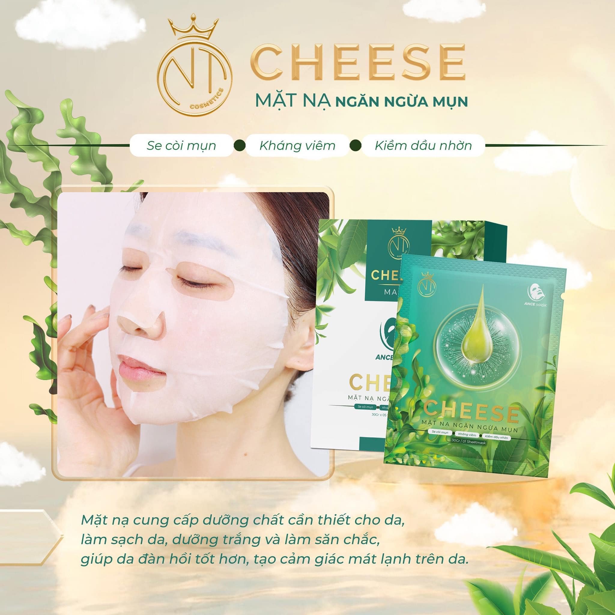 Mặt Nạ Trắng Da Ngừa Mụn Cheese Mỹ Phẩm Ngọc Tú NT Cosmetics Mặt Nạ Trắng Da Ngừa Mụn Cheese Mỹ Phẩm Ngọc Tú NT Cosmetics