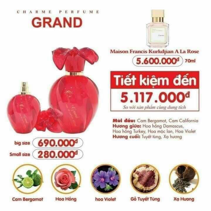 Nước Hoa Nữ Grand 10ml- 100ml Ngọt mát sang trọng Nước Hoa Nữ Grand 10ml- 100ml Ngọt mát sang trọng
