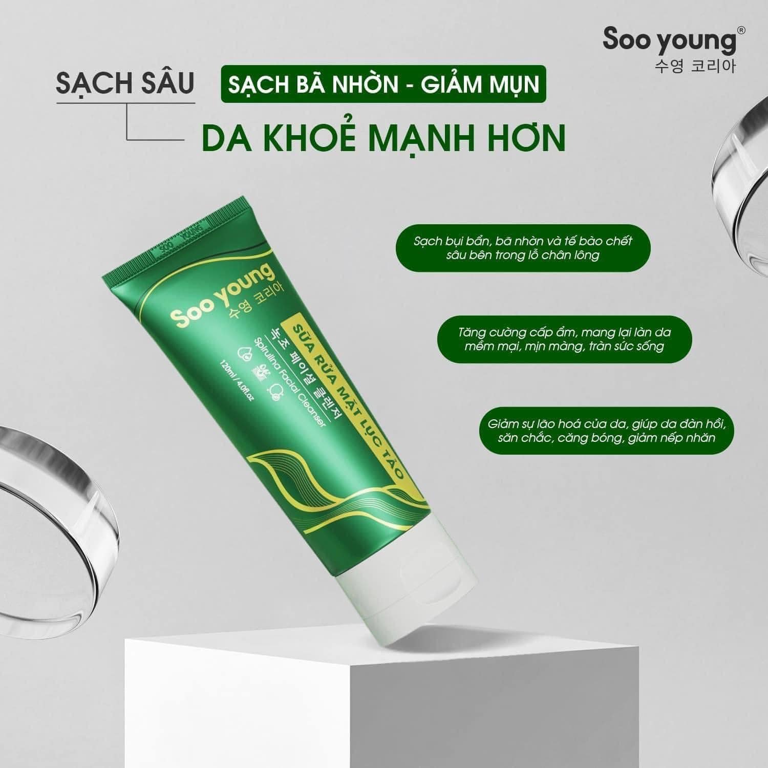 Sữa Rửa Mặt Lục Tảo Soo Young làm sạch mọi loại da Sữa Rửa Mặt Lục Tảo Soo Young làm sạch mọi loại da