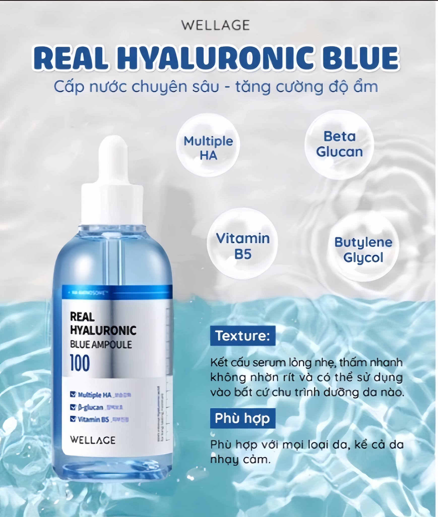 Serum Hàn Quốc Wellage Real Hyaluronic Blue Ampoule 75ml Cấp Ẩm Phục Hồi Da Serum Hàn Quốc Wellage Real Hyaluronic Blue Ampoule 75ml Cấp Ẩm Phục Hồi Da