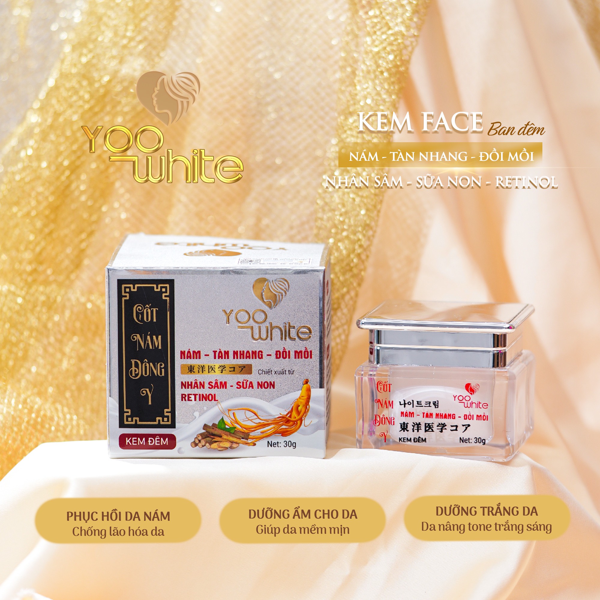 Kem face cốt nám đông y Yoo White đỉnh cao ngừa nám tàn nhang đồi mồi Kem face cốt nám đông y Yoo White đỉnh cao ngừa nám tàn nhang đồi mồi