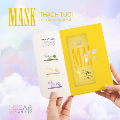 Mặt Nạ Thạch Collagen Meea Organic Màu Vàng Royal Jelly Mask Hộp 5 Miếng Mặt Nạ Thạch Collagen Meea Organic Màu Vàng Royal Jelly Mask Hộp 5 Miếng