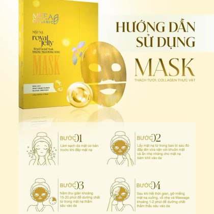 Mặt Nạ Thạch Collagen Meea Organic Màu Vàng Royal Jelly Mask Hộp 5 Miếng Mặt Nạ Thạch Collagen Meea Organic Màu Vàng Royal Jelly Mask Hộp 5 Miếng