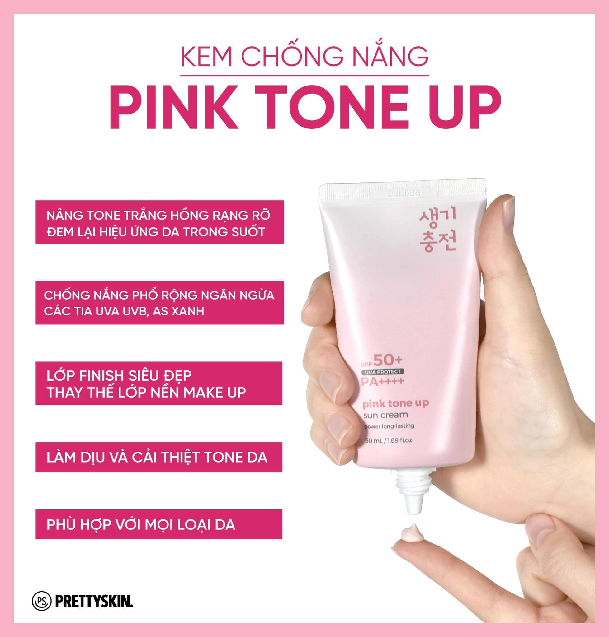 Kem Chống Nắng PrettySkin Pink Tone Up Nâng Tone Trắng Hồng Kem Chống Nắng PrettySkin Pink Tone Up Nâng Tone Trắng Hồng