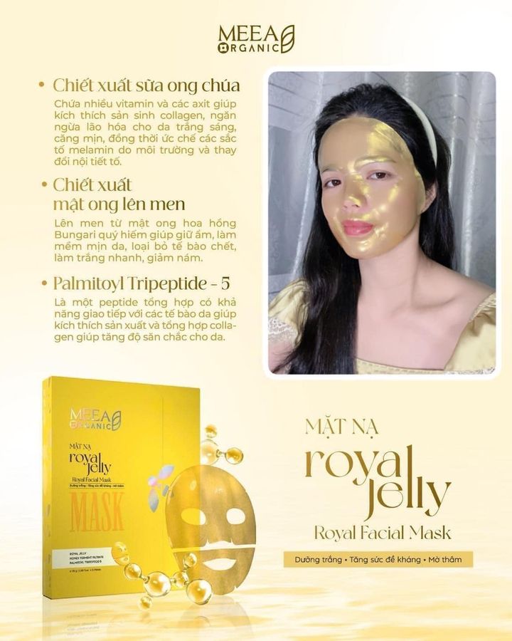 Mặt Nạ Thạch Collagen Meea Organic Màu Vàng Royal Jelly Mask Hộp 5 Miếng Mặt Nạ Thạch Collagen Meea Organic Màu Vàng Royal Jelly Mask Hộp 5 Miếng