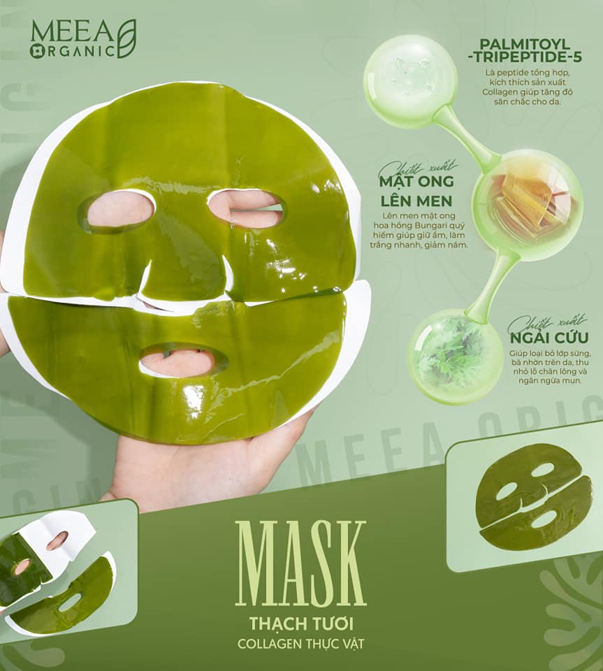 Mặt Nạ Thạch Collagen Meea Organic Màu Xanh Ngãi Cứu Mugwort Mask Hộp 5 Miếng Mặt Nạ Thạch Collagen Meea Organic Màu Xanh Ngãi Cứu Mugwort Mask Hộp 5 Miếng
