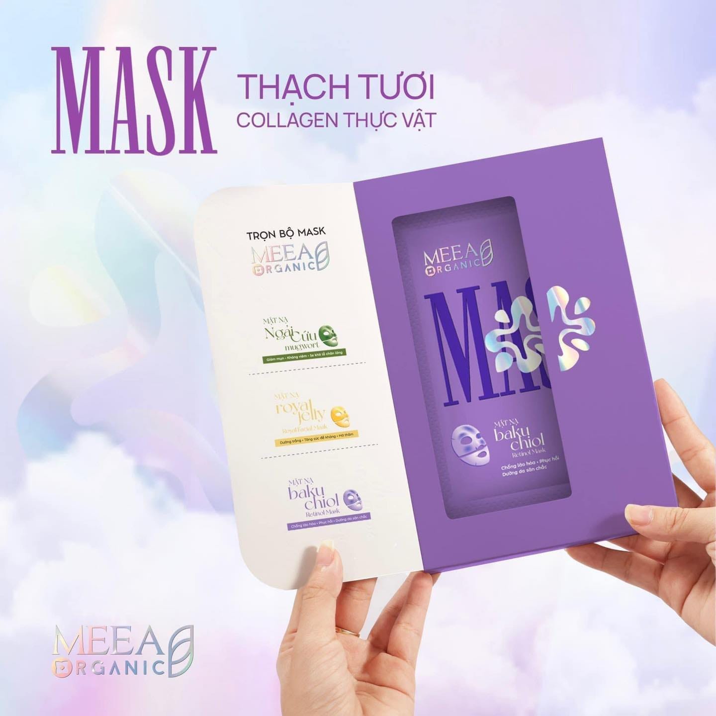 Mặt Nạ Thạch Соlаɡеп Meea Organic Màu Tím Bakuchiol Retinol Mask Hộp 5 Miếng Mặt Nạ Thạch Соlаɡеп Meea Organic Màu Tím Bakuchiol Retinol Mask Hộp 5 Miếng