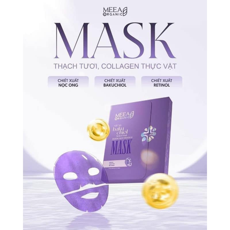 Mặt Nạ Thạch Соlаɡеп Meea Organic Màu Tím Bakuchiol Retinol Mask Hộp 5 Miếng Mặt Nạ Thạch Соlаɡеп Meea Organic Màu Tím Bakuchiol Retinol Mask Hộp 5 Miếng