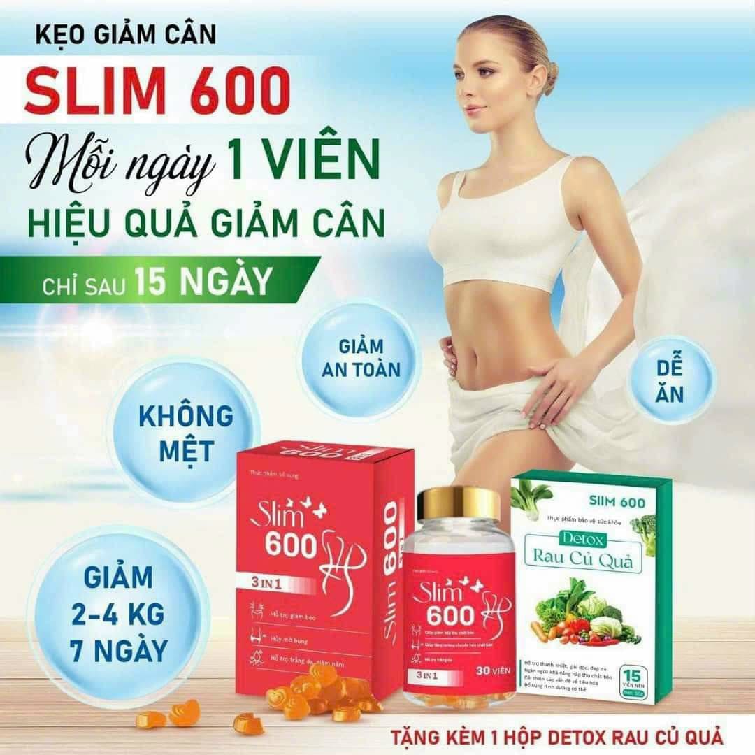 Kẹo ɡiảm Cân Slim 600 3IN1 Tặng Detox Diệt tận gốc mỡ chai lì lâu năm khó ɡiảm Kẹo ɡiảm Cân Slim 600 3IN1 Tặng Detox Diệt tận gốc mỡ chai lì lâu năm khó ɡiảm