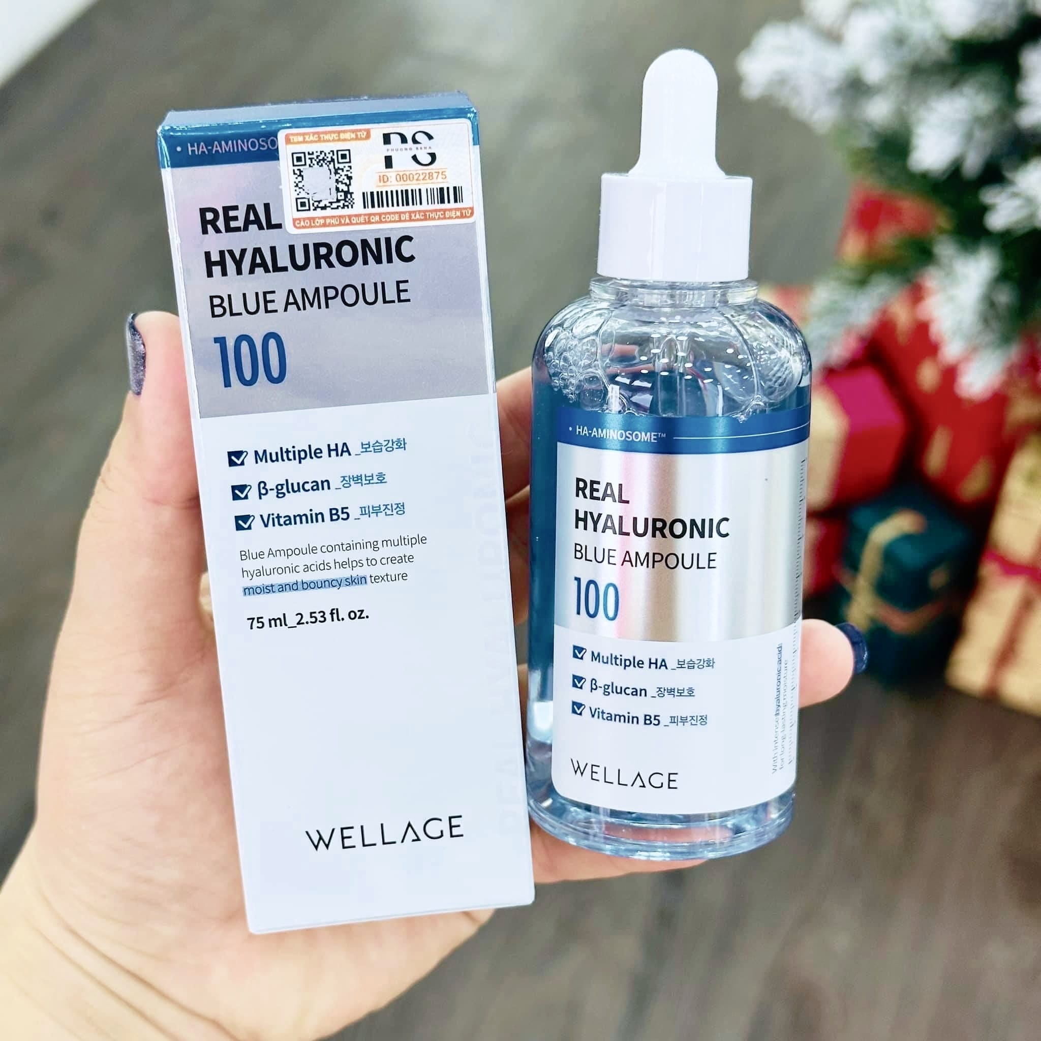 Serum dưỡng da Wellage Real Hyaluronic Blue Ampoule - 75ml cấp ẩm phục hồi dưỡng trắng Serum dưỡng da Wellage Real Hyaluronic Blue Ampoule - 75ml cấp ẩm phục hồi dưỡng trắng