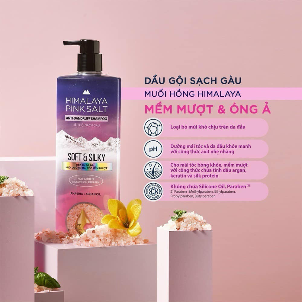 Dầu Gội Sạch Gàu Muối Hồng Himalaya Mềm Mượt Óng Ả Soft and Silky 650ml Dầu Gội Sạch Gàu Muối Hồng Himalaya Mềm Mượt Óng Ả Soft and Silky 650ml