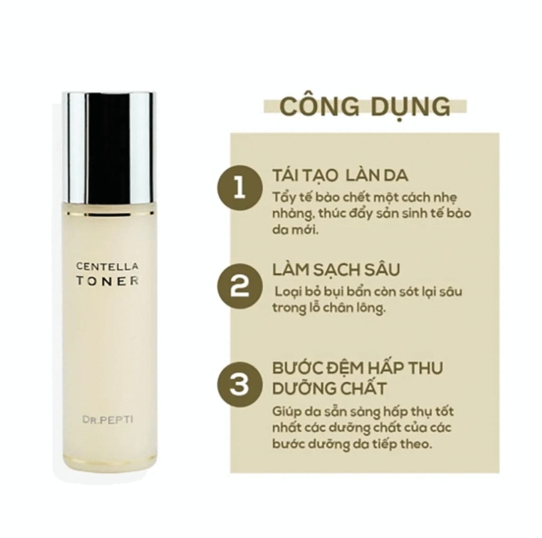 Nước hoa hồng Dr.Pepti Centella Toner sẽ làm chậm các quá trình lão hóa da Nước hoa hồng Dr.Pepti Centella Toner sẽ làm chậm các quá trình lão hóa da