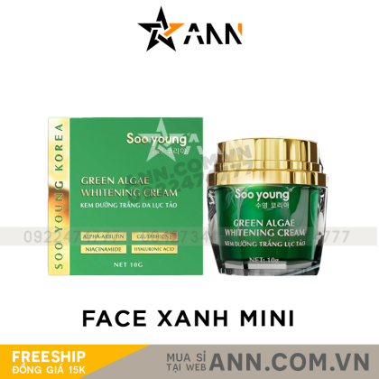 Kem Face Xanh Dưỡng Trắng Da Soo Young Mini Green Algae Whitening Cream Kem Face Xanh Dưỡng Trắng Da Soo Young Mini Green Algae Whitening Cream