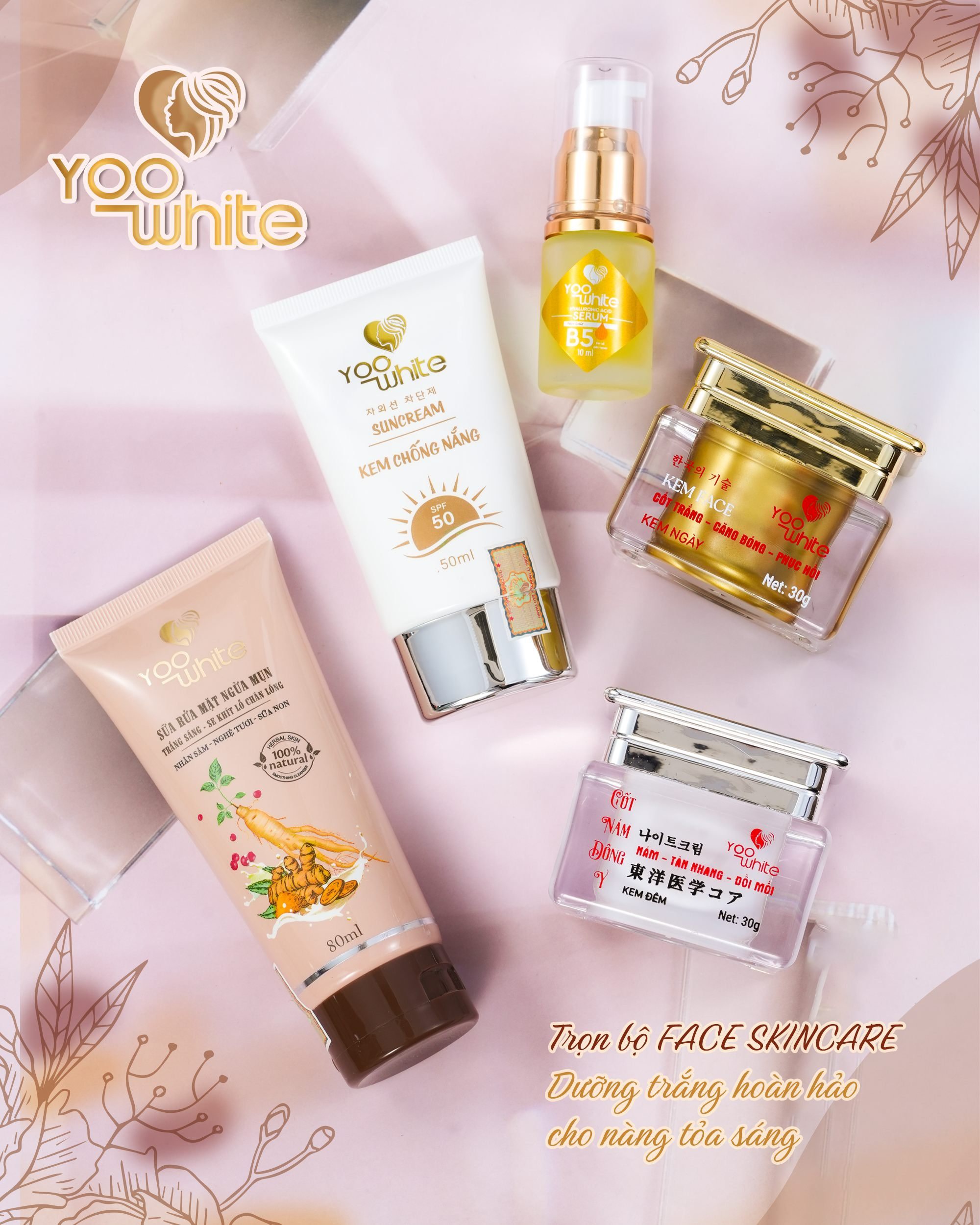 Bộ 4 dưỡng trắng da mờ nám siêu hiệu quả từ nhà Yoo White