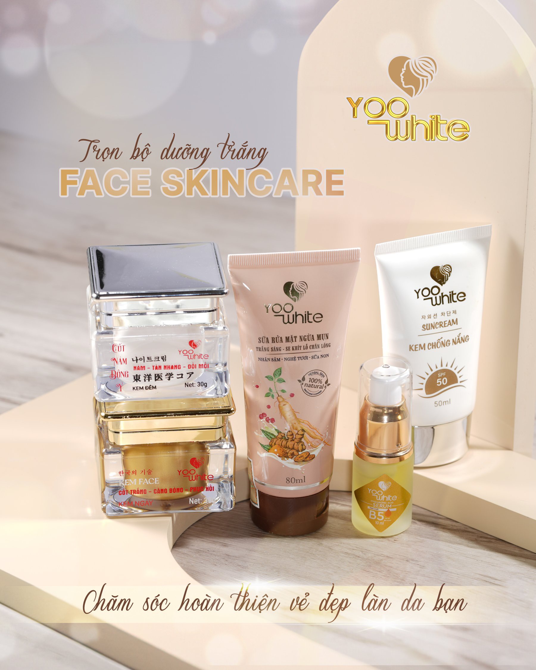 Bộ 4 dưỡng trắng da mờ nám siêu hiệu quả từ nhà Yoo White Bộ 4 dưỡng trắng da mờ nám siêu hiệu quả từ nhà Yoo White