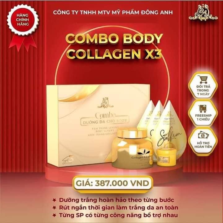 Combo Dưỡng Da Cho Body Collagen x3 Mỹ Phẩm Đông Anh Combo Dưỡng Da Cho Body Collagen x3 Mỹ Phẩm Đông Anh