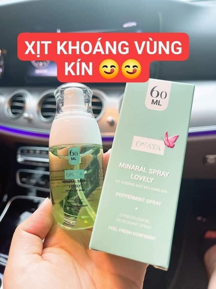 Xịt Khử Mùi Vùng Kín Onaya Màu Xanh Minaral Spray Lovely Peppermint Xịt Khử Mùi Vùng Kín Onaya Màu Xanh Minaral Spray Lovely Peppermint