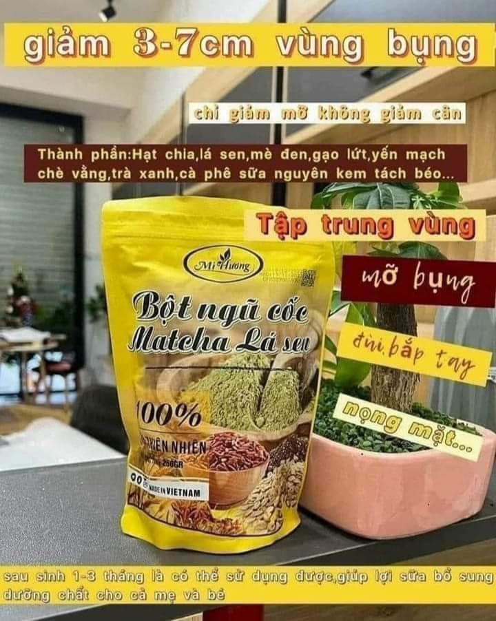 Bột Ngũ Cốc Matcha Lá Sen Giảm Mỡ Bụng Mị Hương chỉ giảm mỡ bụng không giảm cân Bột Ngũ Cốc Matcha Lá Sen Giảm Mỡ Bụng Mị Hương chỉ giảm mỡ bụng không giảm cân